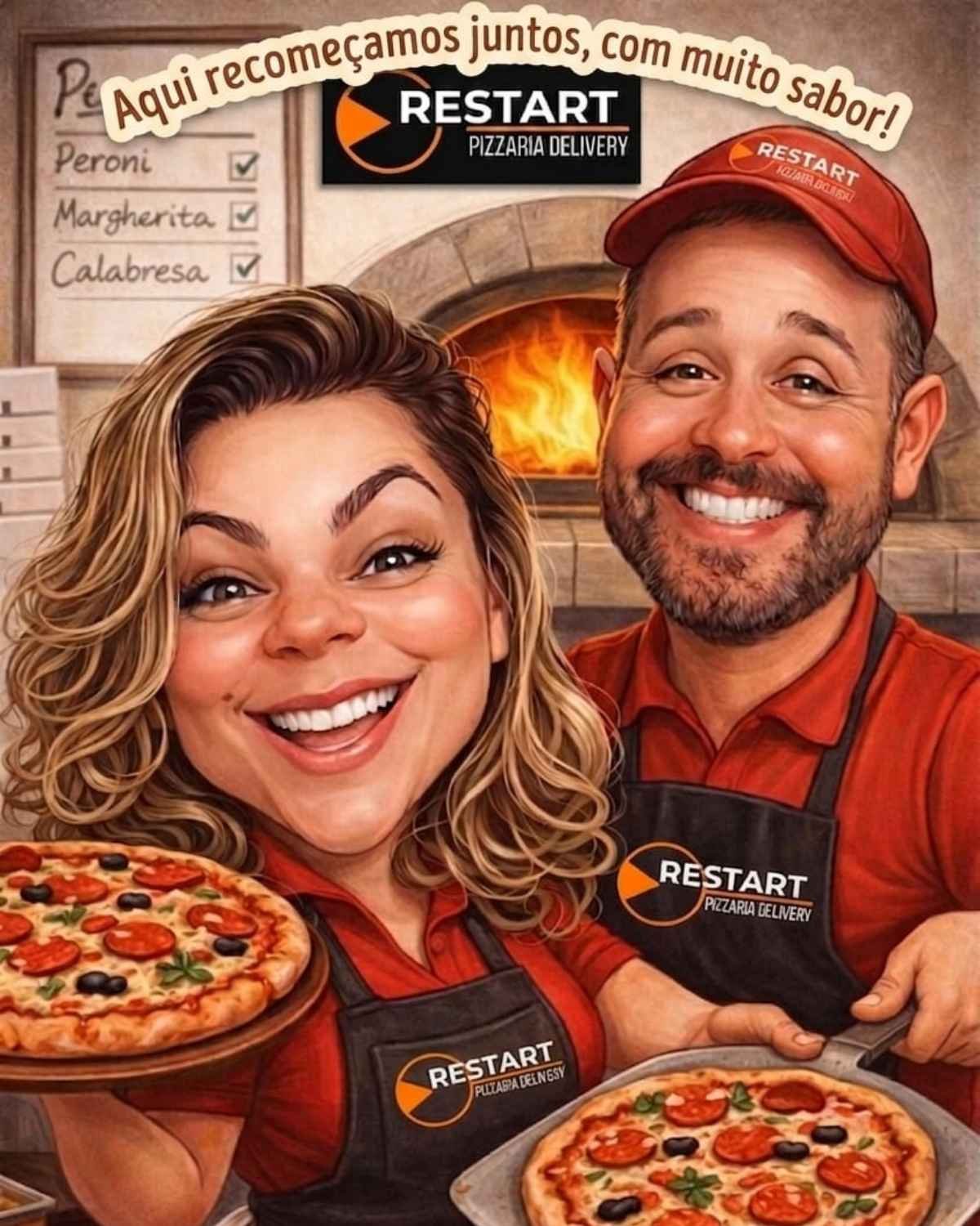 Fernanda e Guilherme, fundadores da ReStart Pizzaria